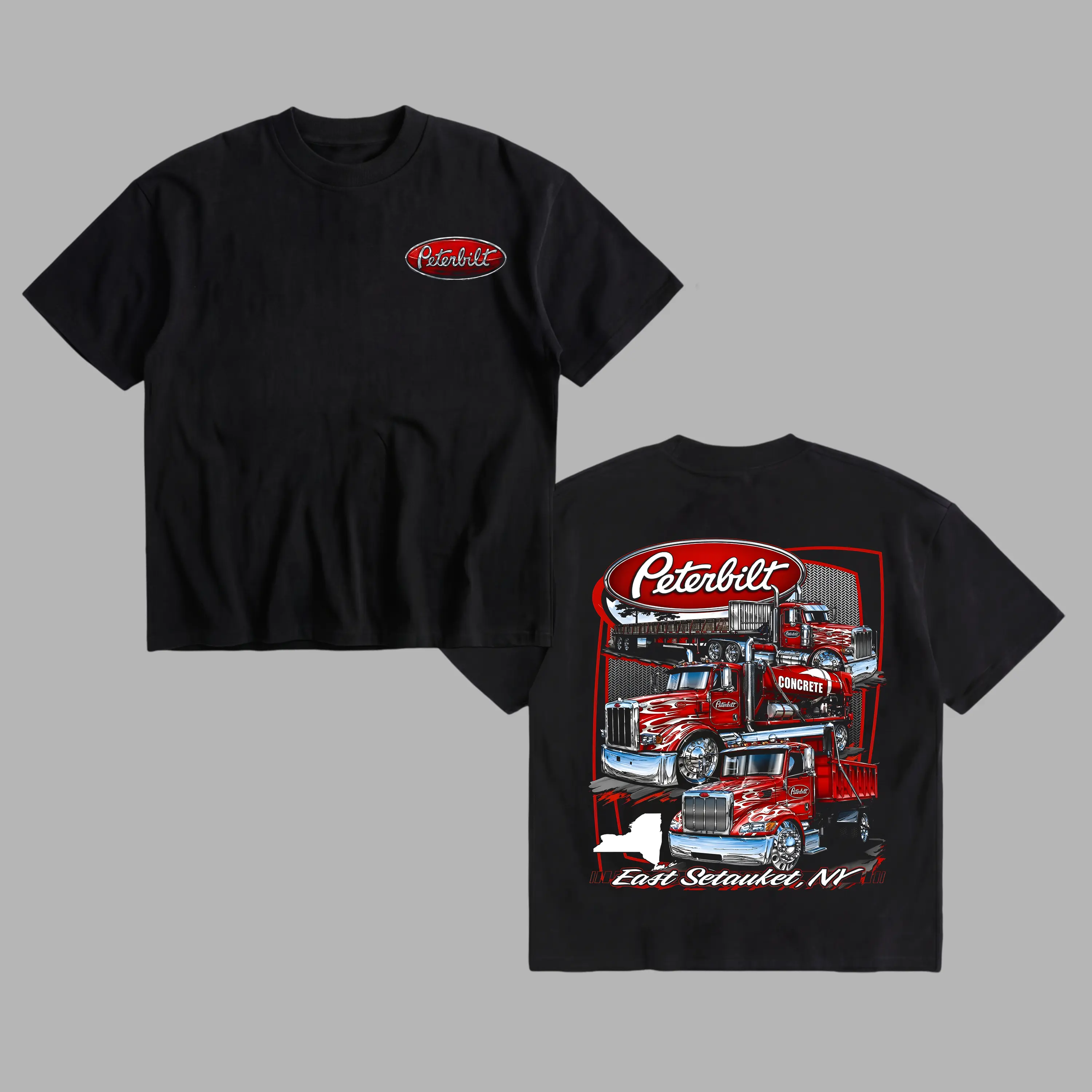 PC Peterbilt Concrete Truck T-Shirt – Heavy Haul Big Rig Graphic Tee, Construction Trucker Shirt for Diesel Lovers and Truck Drivers Clothes Cotton