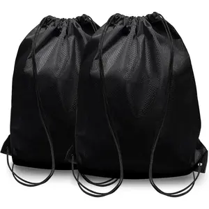Black Drawstring Backpacks, Cinch Bag, Lightweight & Washable Sackpack, Perfect for Gym Sports Travel, Men Women, Large 20"x16"