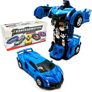 GROVIE Transforming Robot Car 2 in 1 Friction Model Toy Blue Color | Deforming Transformer Car Toy | for Boys Girls Children Toy Best Gift for Christmas Birthday 3+ Years Old Blue