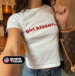 Girl Kisser Baby Tee  Summer Outfits Funny Pride Shirt Trendy Shirt LGBTQ