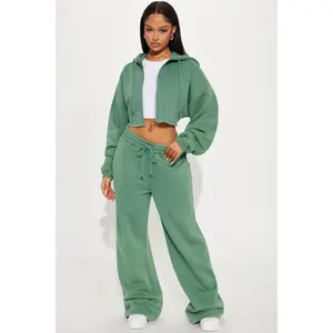 On The Go Fleece Pant Set - Green