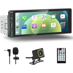 Car Radio Single DIN with Apple Carplay Android Auto,car Stereo din 6.9" AM FM Radio,Single din Radio Stereo for Cars, Support Mirror Link,Bluetooth Handsfree, Backup Camera,GPS Navigation,USB EQ SWC