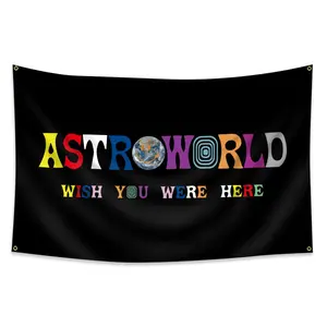 1pc, Astroworld Wish You Were Here Flag Banner, 2*3ft(60*90cm) /3*5ft (90*150cm), 4 Grommets, Single-Sided Printing, for Indoor, Outdoor, Home, Room, Man Cave, Bedroom, Bar, Yard, Garden, Activities, Decorations, Decoration Items