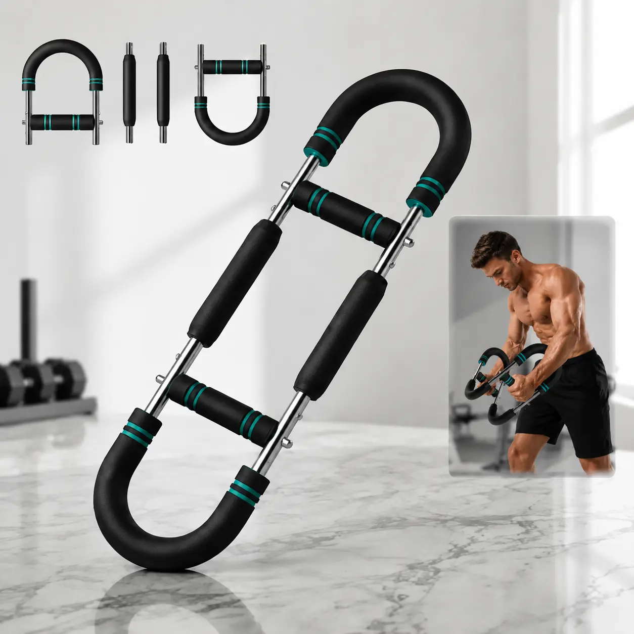 Power Twister Arm Trainer with Adjustable Resistance, Portable Upper Body Workout Equipment for Men's Home Gym and Chest Strength Training, Home Workout, Exercise Equipment