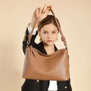 First Layer Cowhide Underarm Tote Bag For Women 2026 Simple Commuting Large Capacity Single Shoulder Crossbody Dumpling