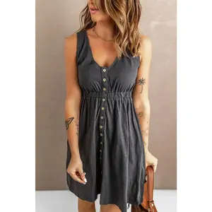 Sleeveless Button Down Mini Dress