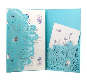 Hollow-out Greeting Card, European Style Festival Invitation, Blue Wedding Invite