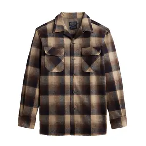 Pendleton Men's Casual Long Sleeve Board Shirt, Brown-Navy Ombre Fabric, Fall 23 Menswear Top