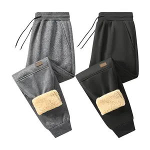 2PCS Thick Warm Fleece Pants Men's Autumn Winter Casual Workout Outdoor Hiking Camping Thermal Sweatpants Two Pieces Set