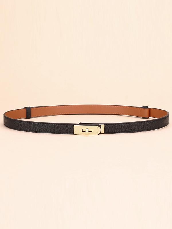 Adjustable Thin Belts For Womens Skinny Belts For Dresses Womens Solid Color Alloy Turn Lock Belts For Jeans