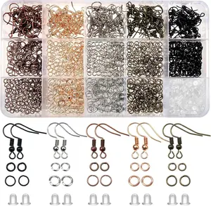TOAOB 150pcs Hypoallergenic Earring Hooks Mixed Colors Ear Wire Hooks Earring Making Kit with 1000pcs Open Jump Rings 200pcs Earrings Backs for Jewelry Making Findings