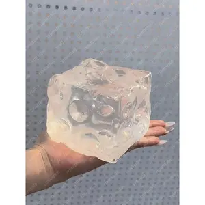 Jumbo jelly Cheese Cube Stress Ball Non-Bounce Big Transparent Cheese Squeeze Ball ASMR Fidget Toys for Adults Anti Stress Gifts