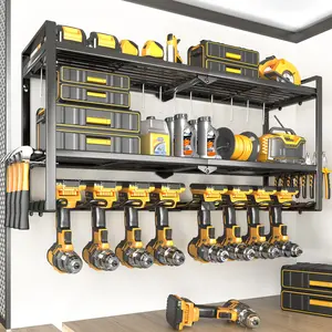 SOYEEZE Power Tool Organizer - 8 Drill & Screwdriver Wall Mount, 3 Layer Storage Rack with Hammer & Plier Holder