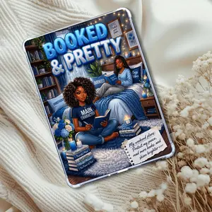 Blue and Silver Booked & Pretty Black Girl: Kindle or eReader Decor for Book Lovers