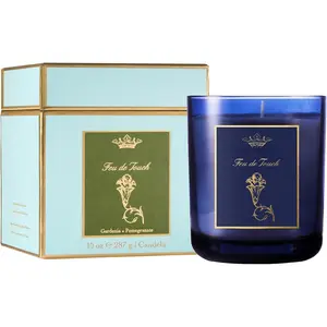 Feu de  10oz Candle - Gardenia & Pomegranate Scented, Hand Poured Soy-Wax Blend with   Wick, 60 Hour  Time