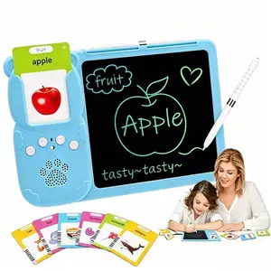 2-in-1 Voice Sound Card Machine with 510 Words & Reusable LCD Writing Board – Perfect Birthday & Holiday Toy  224-Core Vocabulary Flashcards – Spanish-English Bilingual Learning Tool with Speech Training, Montessori-Educational & Holiday Gift