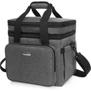 Lunch Bag for Men with Adjustable Shoulder Strap, Double Durable Expandable Leakproof Insulated Lunch Bag, Cooler Bag for Work Shift, Travel and Outdoor Picnics, 21L Grey