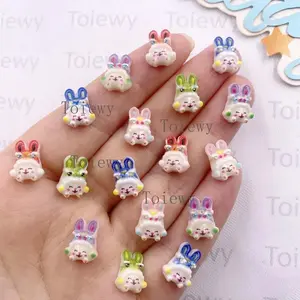 30pcs Mixed Resin Colorful Mini Kawaii Cartoon Rabbit Art Nail Flat back Stone Applique DIY Wedding Scrapbook Decor Crafts Accessories Diy Nails