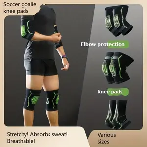 [Goalkeeper Training Protector] Complete Set Soccer Goalkeeper Knee Pads Elbow Pads - Breathable Sweat Absorption Training Protector - Basketball Equipment