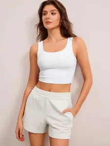 CRZ YOGA SoftAura Sweat Shorts for Women 4" - High Waisted Modal for Casual Lounge Athletic with Pockets Drawstring