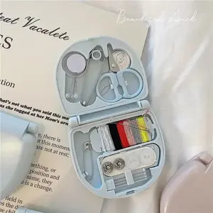 Nordic Style Mini Sewing Kit, Portable Small Needle Threader Set, Sewing Tools Combo, Hotel Half Circle Needle Box, Travel Essential, Sewing Accessories, Sewing Supplies Crafts