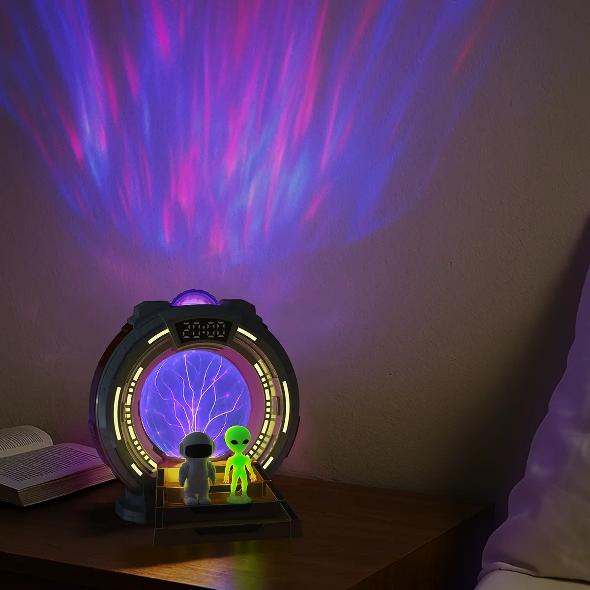 Stargate Design Night Light Projector, USB Charging LED Veins Atmosphere Lamp with Noise, Bluetooth-compatible Control for Sci-Fi Room Decor, Audio, Christmas Gifts
