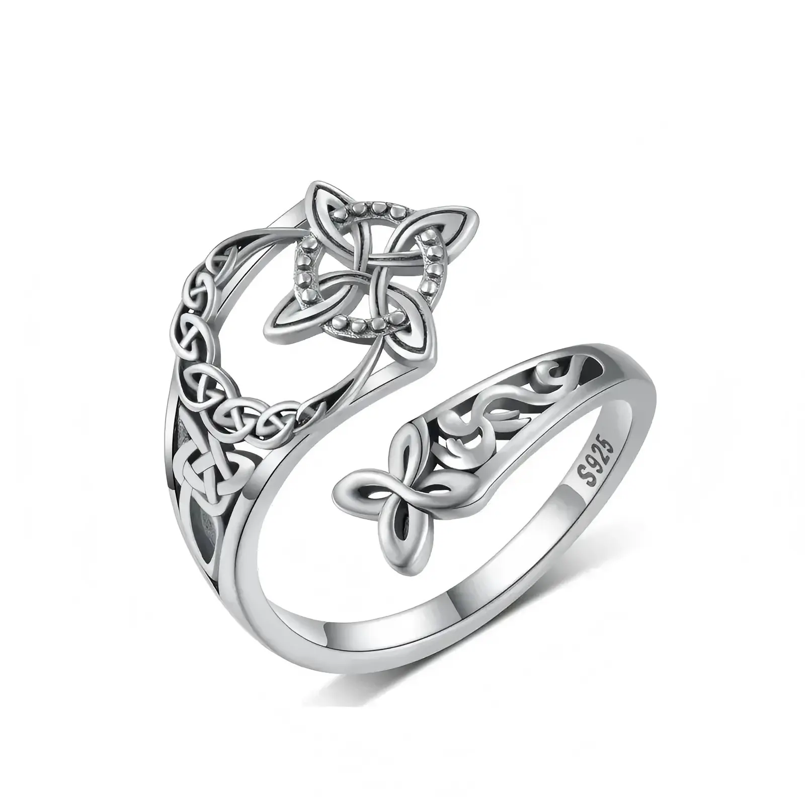 925 Antique Silver Celtic Knot Ring • Resizable Hecate Protection Ring, Retro Witchy Statement Jewelry, Ideal Mother's Day Gift Unique Rings Adjustable Rings