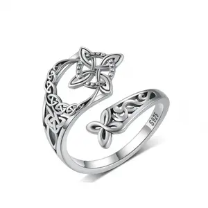 925 Antique Silver Celtic Knot Ring • Resizable Hecate Protection Ring, Retro Witchy Statement Jewelry, Ideal Mother's Day Gift Unique Rings Adjustable Rings