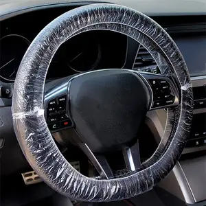 500pcs Universal Disposable Steering Wheel Cover Plastic Transparent Car Covers With Elastic Trims For Wheels