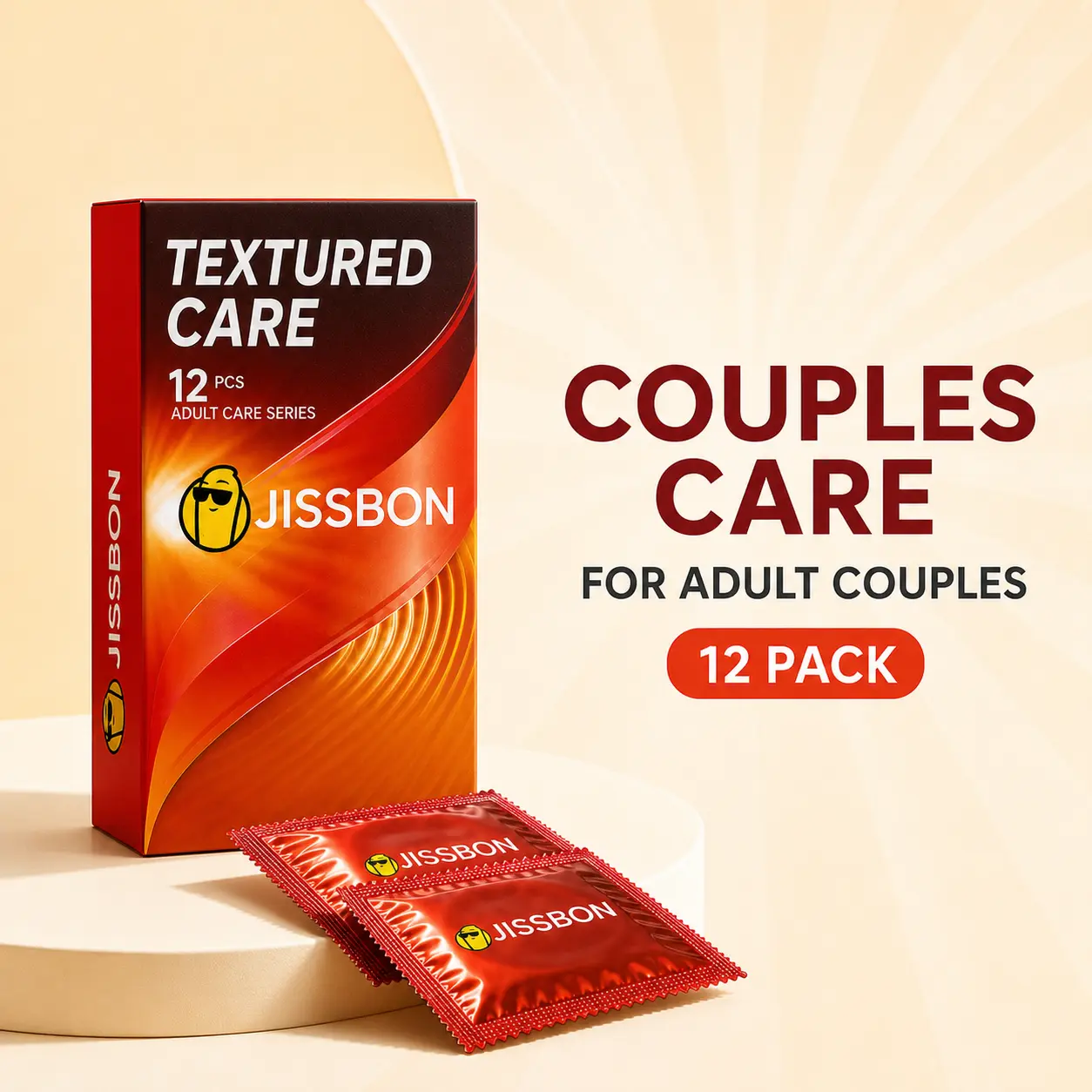 JISSBON Feel Secure Ribbed Condoms for Pride Month and July 4th Travel Date Night, Lubricated Textured Latex Condoms with Reservoir Tip, Comfortable Condoms for Men and Couples, 12 24 36 Pack