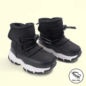 Boys' Winter Snow Boots Non-Traction Tread Warm Insulated Low-Top Ankle Boots with Closure Black/Gray/White All-Terrain Traction Ice Snow And Everyday Cold Weather Durable Upper & PVC Sole Ideal Outdoor School