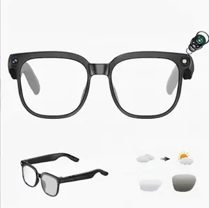 Version 2.0 upgrade Smart AI Camera Glasses with 8MP Photochromic Lenses ,Button Touch Adjustment for Travel Outdoor Adventures Hands-Free Photography 160+Languages Real-Time Translation Bluetooth Wireless Wearable Video Recording UV Protection