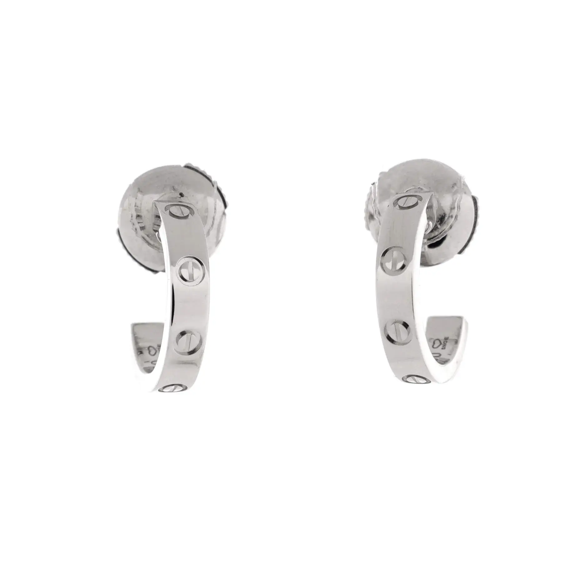 Pre-owned Cartier Love Hoop Earrings 18K White Gold Small by Rebag