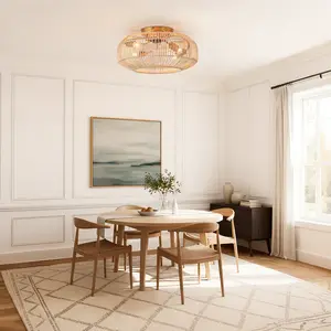 20 Inch Mandy Retro Golden Flush Mount Ceiling Fan with Dimmable LED Light and Remote Control Quiet Motor 3 Speed Settings and Timer Space Saving Design for Rooms Bedrooms Nurseries Kitchens Vintage Aesthetic Meets Modern Convenience