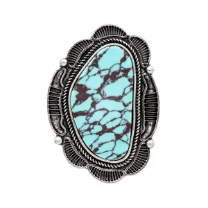 Patina Finish Western Stone Stretch Ring