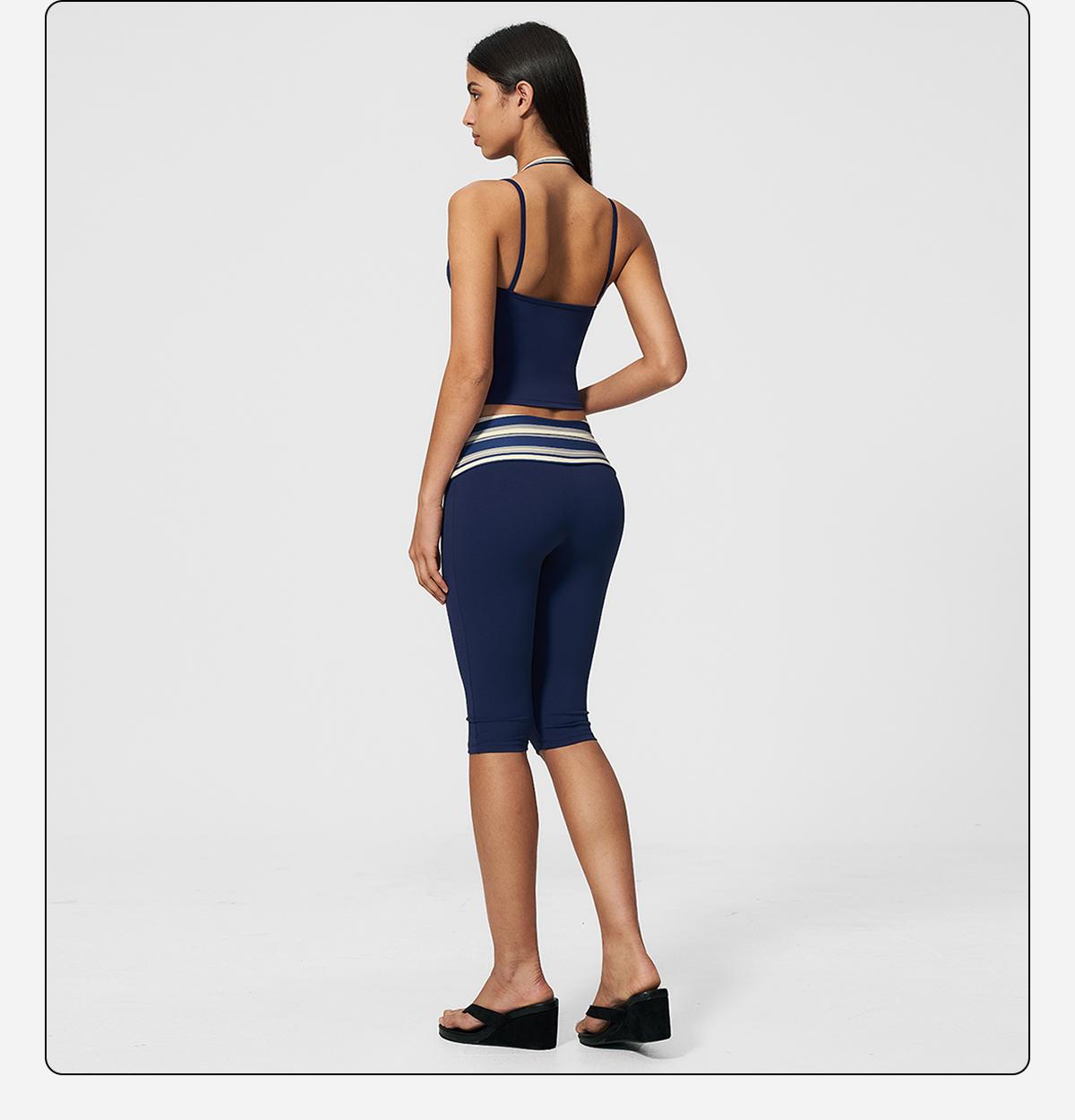 MFVIM women’s color-block double-layer halter yoga tank top set — waist-cinching, butt-lifting mid-length athletic shorts; two-piece fitness set with a nude feel,travel essentials,camping essentials