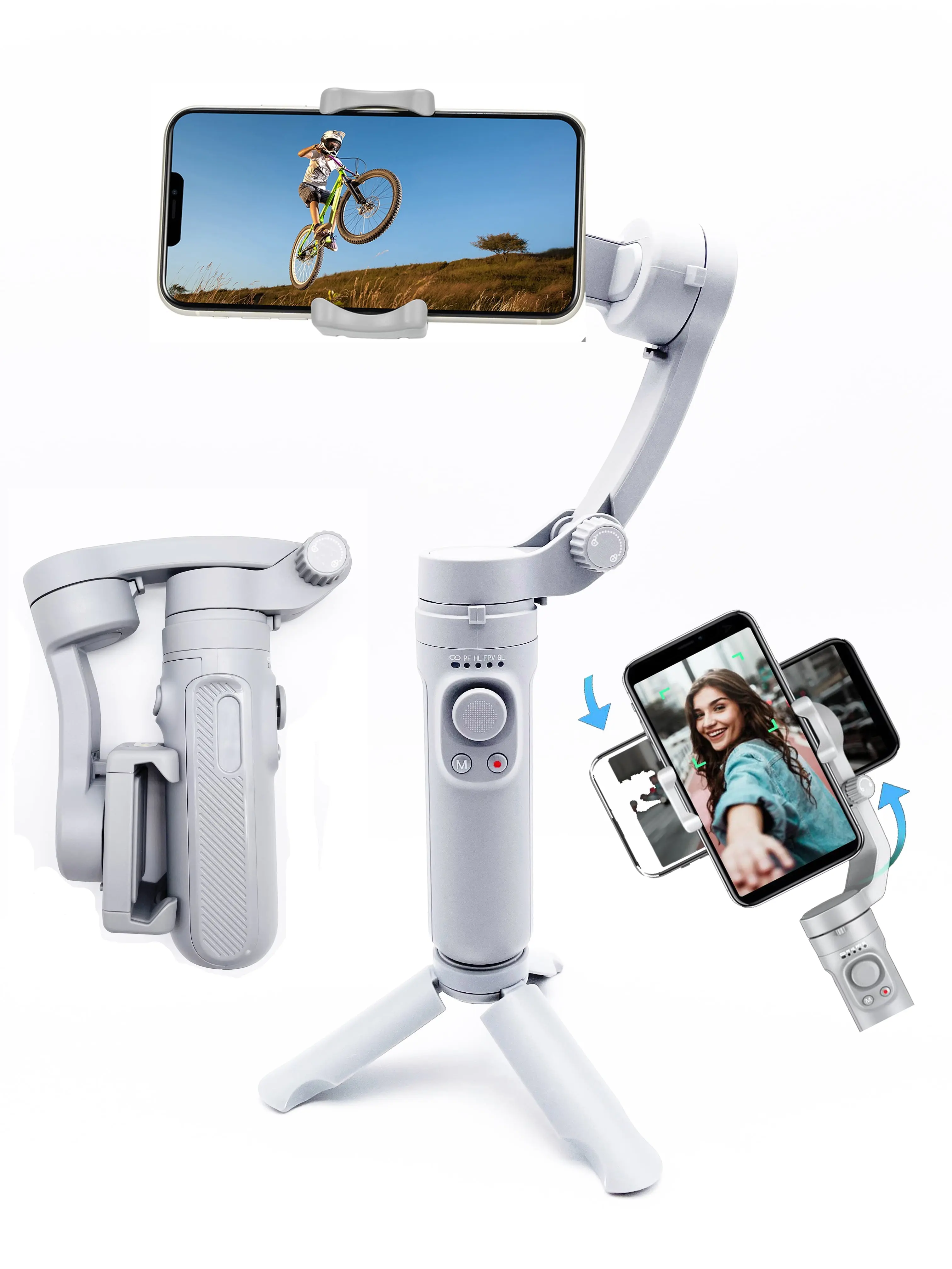 HQ3 SK062 Smartphone Stabilizer accessories, 3-Axis Foldable Pocket Gimbal, Stable Perfect Selfies, Smooth Vmpatible with Iphone and Androidideo, Co