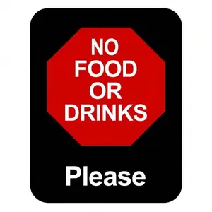 1pc 2D NO FOOD OR DRINKS PLEASE Retail Store Policy Sign Business Message signs