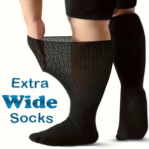 Ultra-Wide Socks for Swollen Feet, Unisex Stretchable Fit for Various Foot Sizes Up to 30 Inches, Medium-Large Size, Seamless Comfort for Neuropathy & Elderly