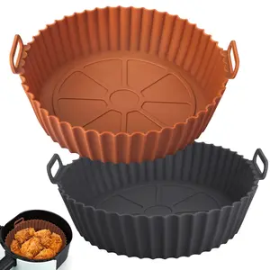 2 Pack Air Fryer Silicone Liners for Ninja, Reusable Silicone Bowl Basket Fit for 3 to 5QT Air Fryer, Replacement of Flammable Parchment Paper, Baking Tray Oven Accessories