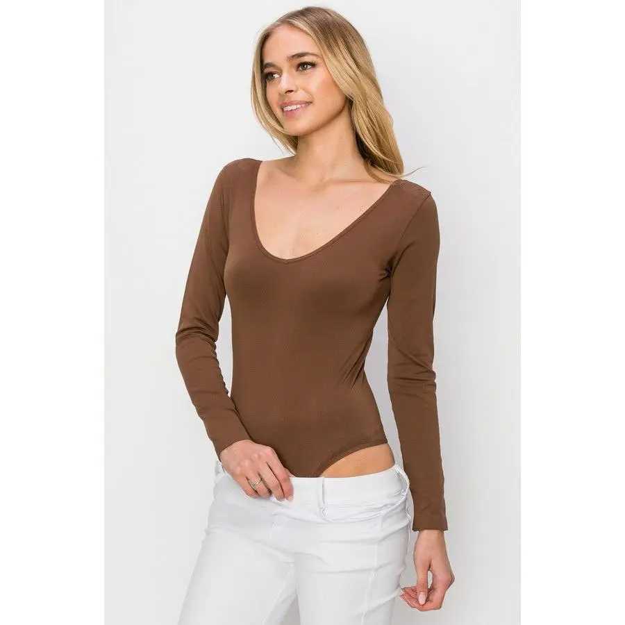 COFFEE Long Slv BODYSUIT Buttery Soft Seamless