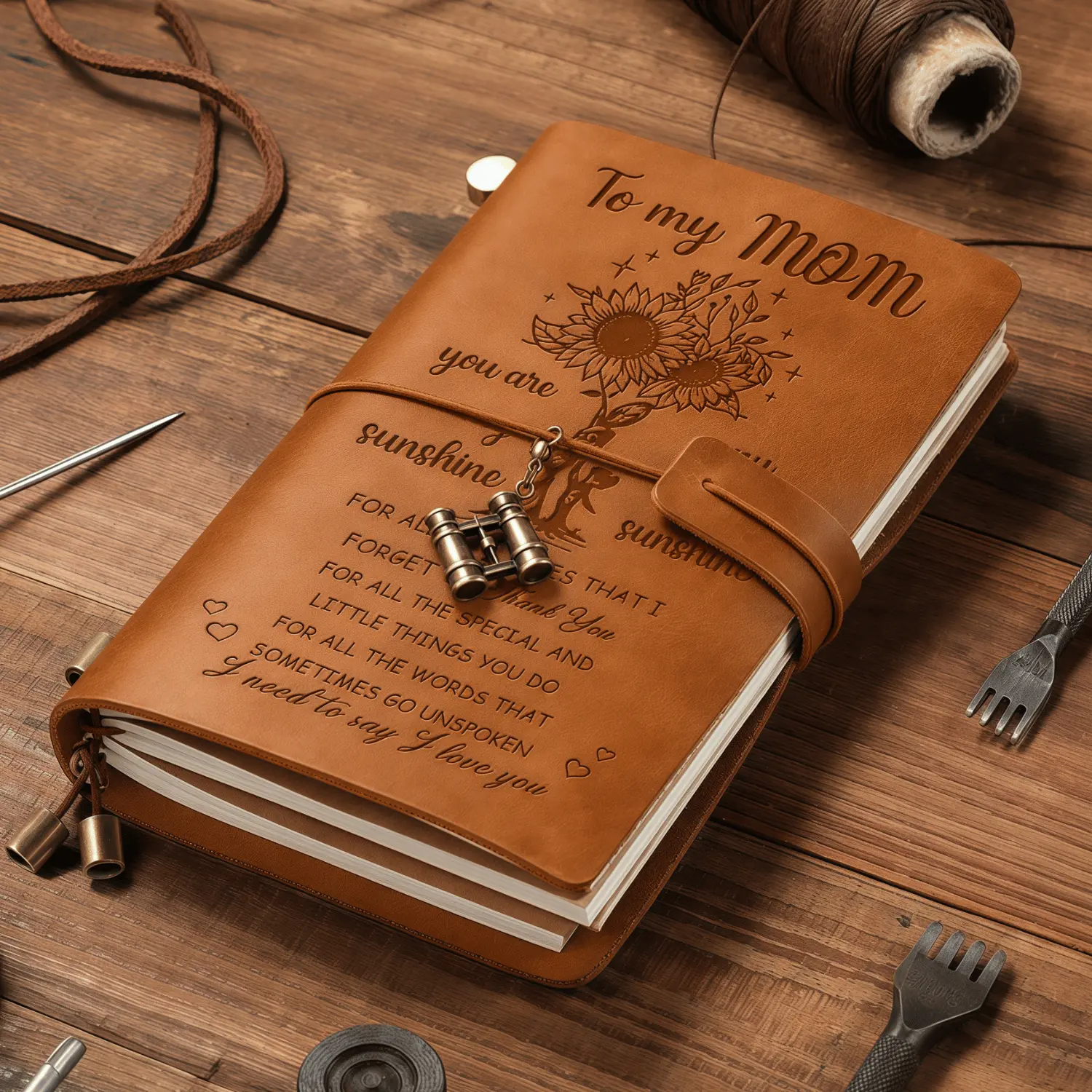 To My Mom Sunflower Journal, Inspirational Refillable Notebook with Charm, Meaningful Gift for Mom, Birthday & Mother’s Day Gift
