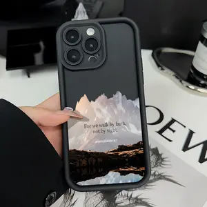Mountain peak text Case for iPhone 16 15 14 Pro Max 13 12 11 XR XS Plus Shockproof Full Camera Protection Durable slim Silicone Cover