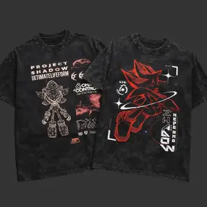 Shadow The Hedgehog Vintage Washed Tee, Sonic Anime Game Graphic Shirt, Retro Streetwear Oversized Gamer Top