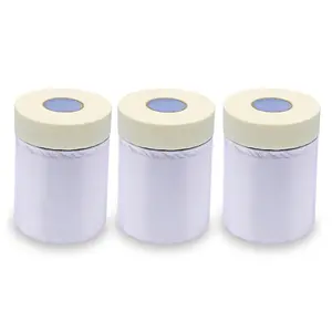 Plastic Cover for Painting, Pre-Taped Masking Film, 22 inch x 30 Yard x 3 Rolls (90 Yards Total), Painters Plastic with Tape,  Masking Tape Film