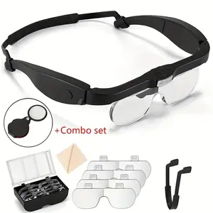 Rechargeable LED Magnifying Glass with Light, 5 Lens Groups, Handheld Design, Ideal for Reading & Repair, Abs Material