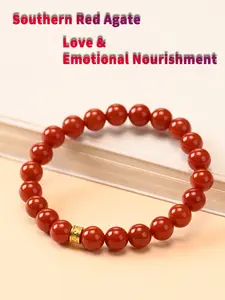 Handmade natural southern red agate bracelet with beads for career, wealth and good luck