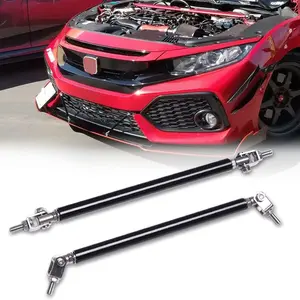 2PCS Adjustable Splitter Strut Rods 10"-13" Front Lip Strut Rod Bumper Splitter Universal Tie Support Bars Black