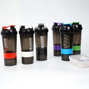 16oz Protein Powder Shaker Bottle, Leakproof Water Bottle, with Mixing Ball, Leak-Proof Dual-Layer Storage Design, Essential for Gym and Outdoor Sports Enthusiasts