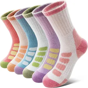 X-SOK08  Kids Merino Wool Hiking Socks Boys Girls Toddlers Thermal Winter Warm Boot Thick Cushion Gift Socks 6 Pairs